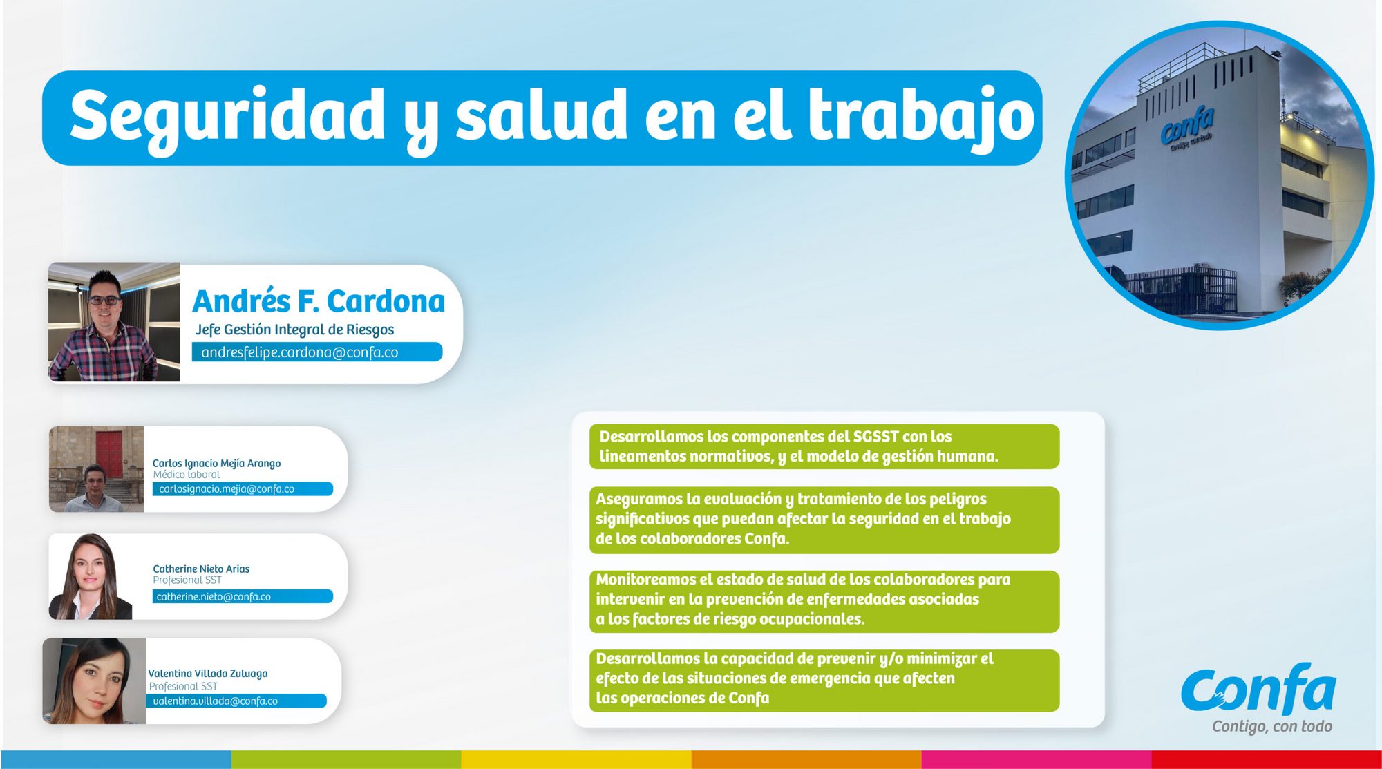 Información para el check-in de colaboradores de Confa