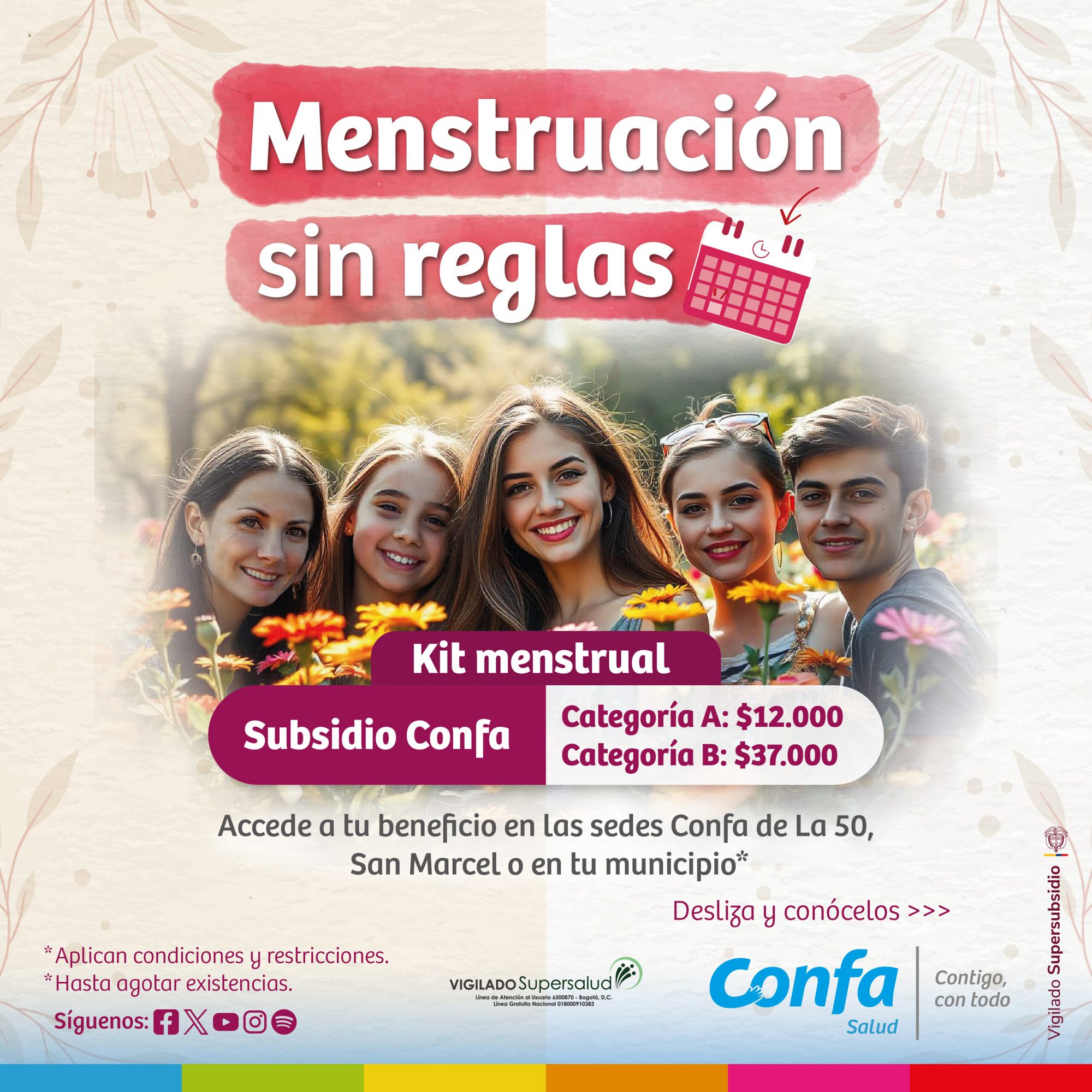Información sobre el subsidio Menstruación sin reglas de Confa