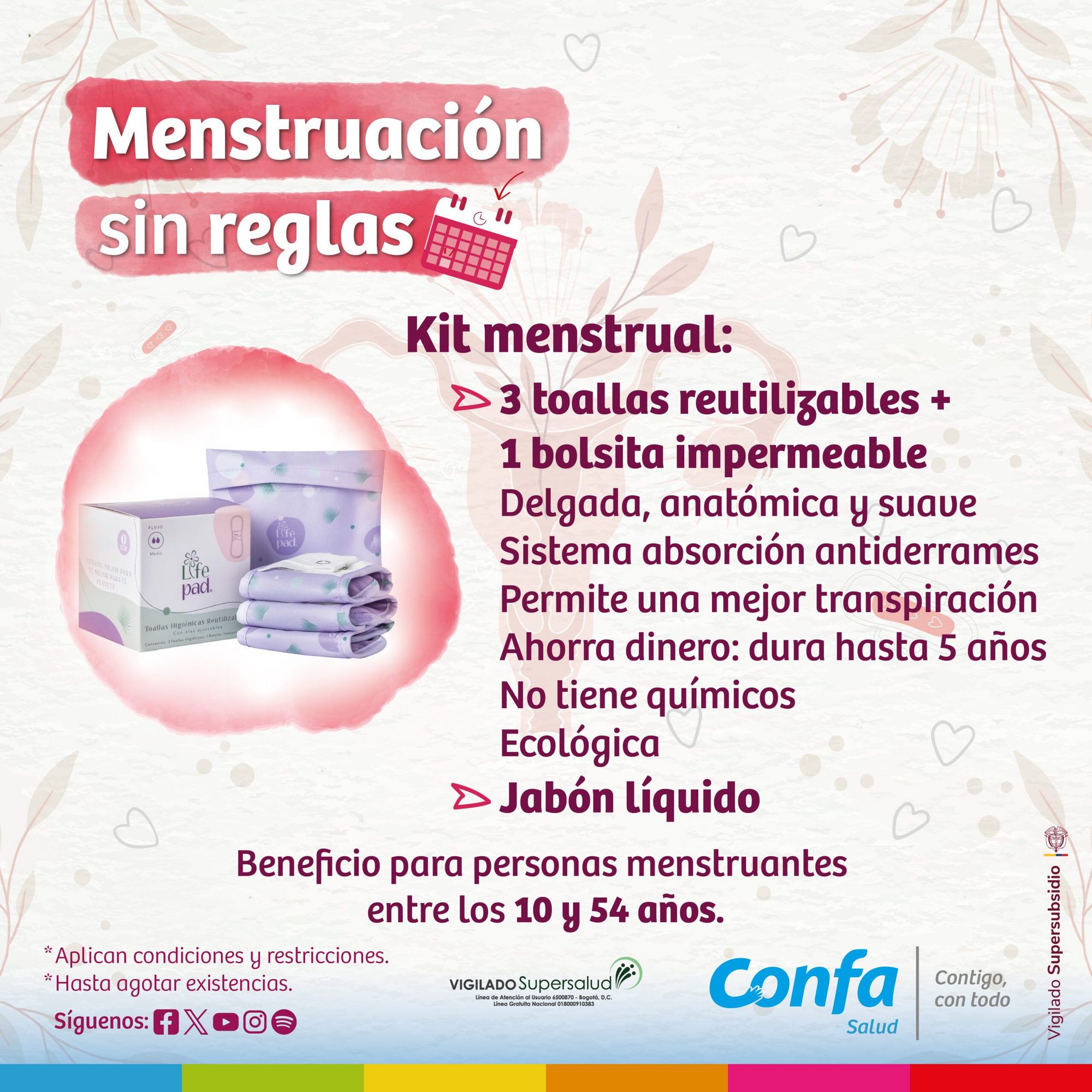 Información sobre el subsidio Menstruación sin reglas de Confa