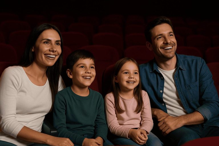 Familia disfruta de las funciones de cine en Confa