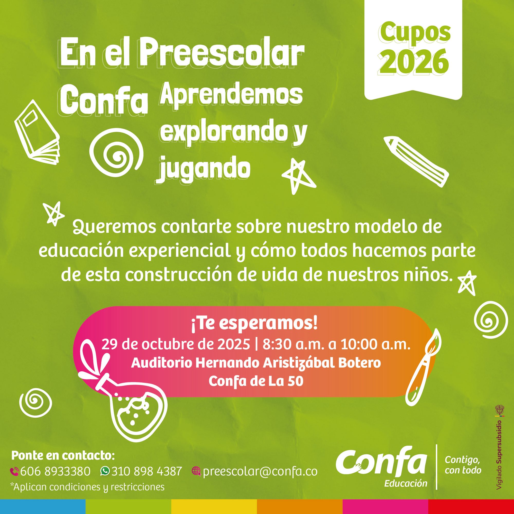 Preescolar Confa 2026: comunicado para los estudiantes asignados