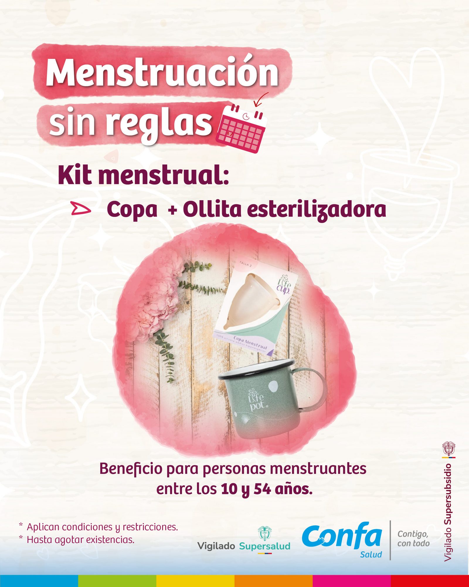 Subsidio de salud menstrual Confa: productos de higiene menstrual reutilizables