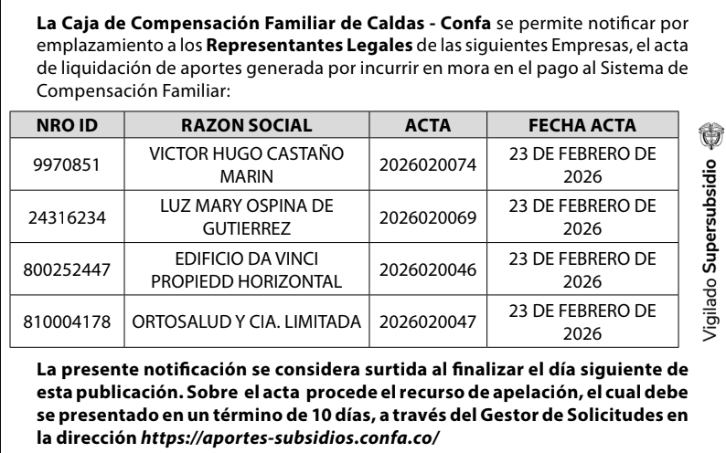 Notificación de emplazamientos: listado de empresas notificadas
