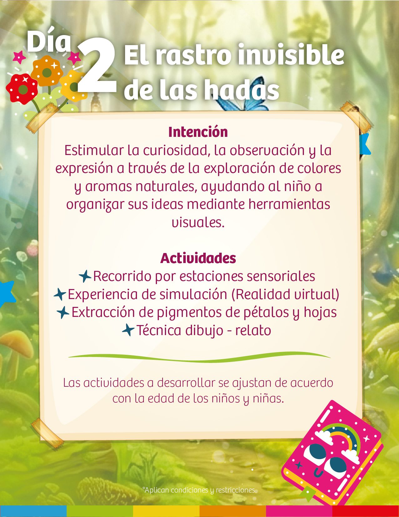 Día 2 del laboratorio pedagógico El rastro invisible de las hadas: intención y actividades de exploración de colores y aromas
