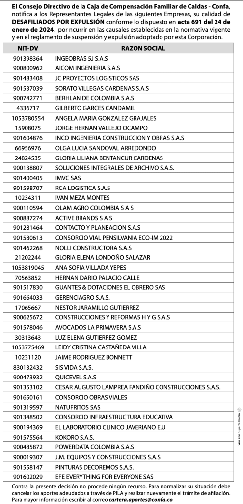 Notificación desafiliación