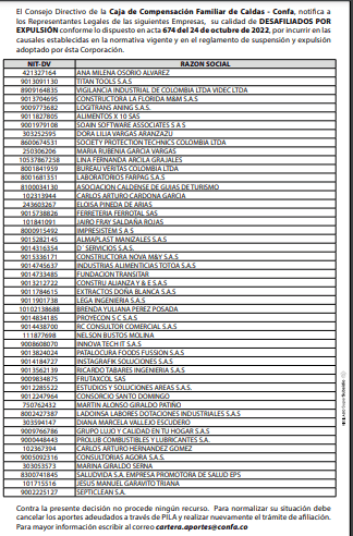 Notificación desafiliados por expulsión