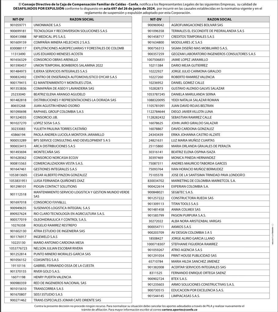Notificación desafiliación por expulsión