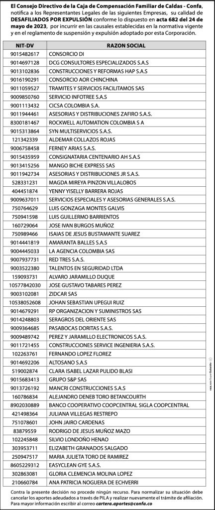 Notificación desafiliación por expulsión