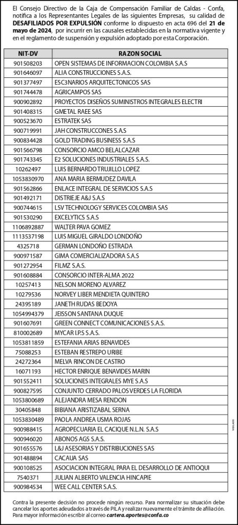 Notificación expulsiones