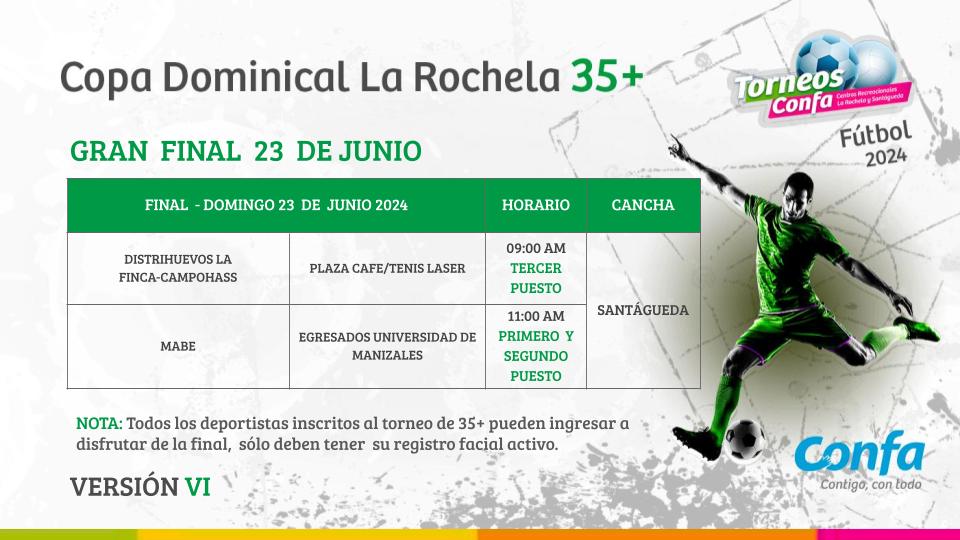 Los torneos dominicales 35+ y 39 + llegan al partido final.