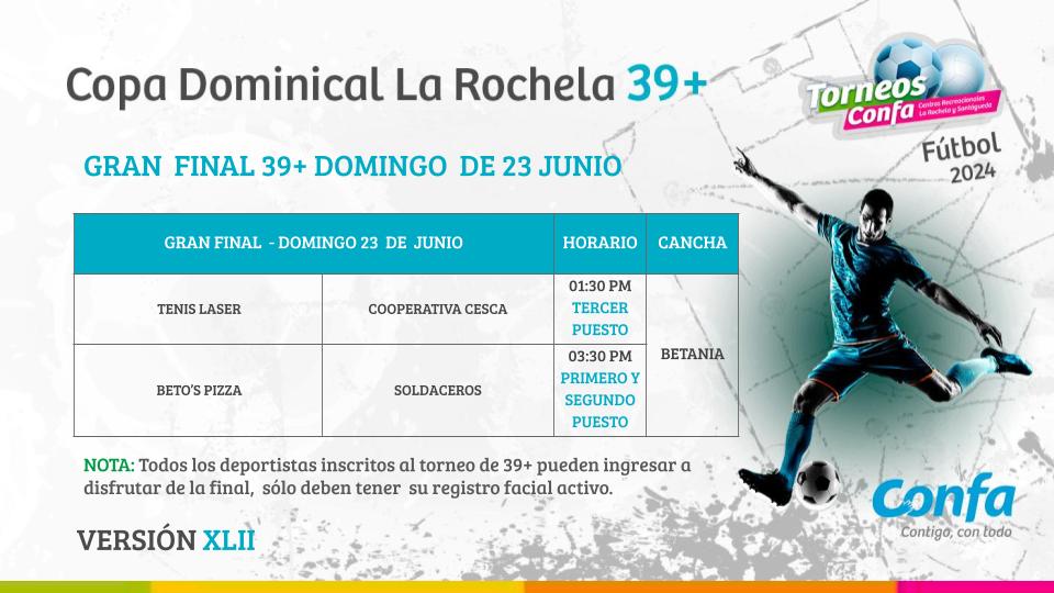 Los torneos dominicales 35+ y 39 + llegan al partido final.